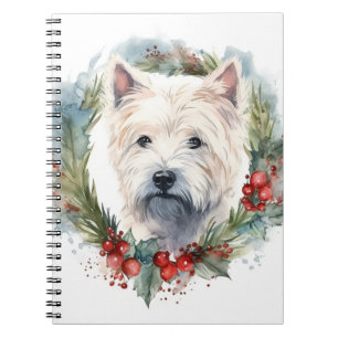 West Highland White Terrier Christmas Wreath Notebook