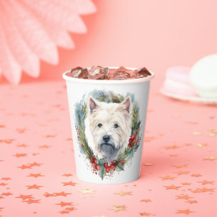 West Highland White Terrier Christmas Wreath  Paper Cups
