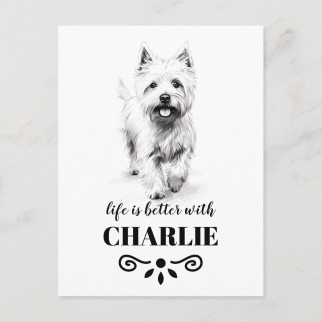 West Highland White Terrier Custom dog Name Postcard (Front)