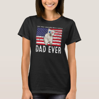 West Highland White Terrier Dad Usa American Flag  T-Shirt