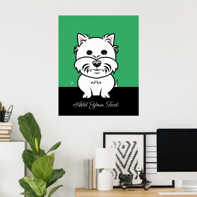 West Highland White Terrier Dog Cartoon Poster (Home Office)