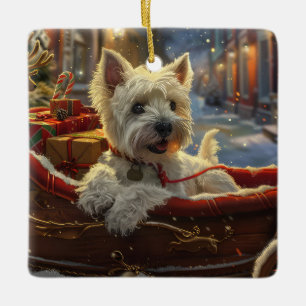 West Highland White Terrier Dog Christmas Festive  Ceramic Ornament