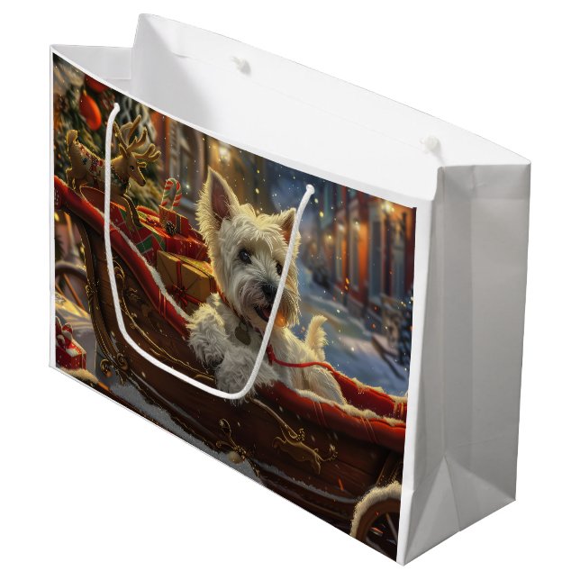 West Highland White Terrier Dog Christmas Festive  Large Gift Bag (Front Angled)