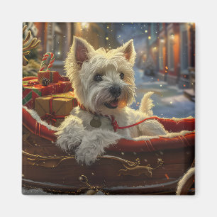 West Highland White Terrier Dog Christmas Festive  Magnet