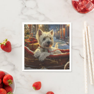 West Highland White Terrier Dog Christmas Festive Napkin