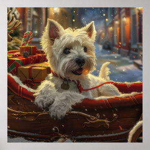 West Highland White Terrier Dog Christmas Festive Poster