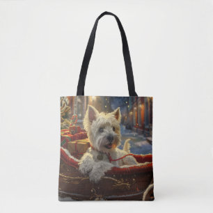West Highland White Terrier Dog Christmas Festive Tote Bag