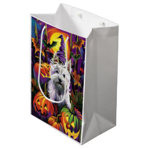 West Highland White Terrier Dog Halloween Witch Medium Gift Bag