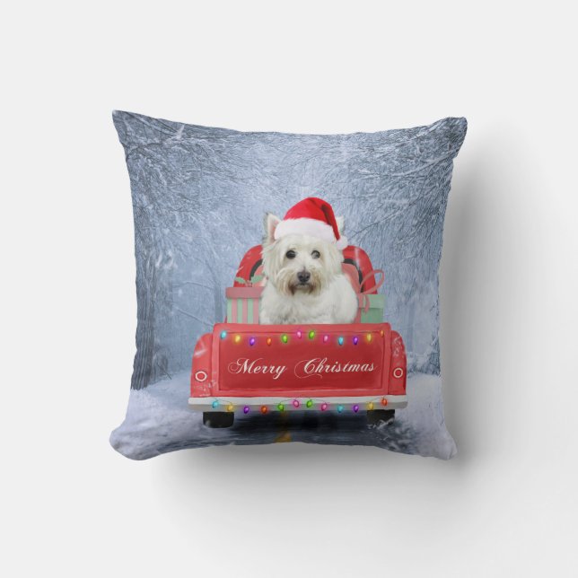 West Highland White Terrier Dog in Snow truck  Cushion (Front)