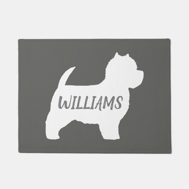 West Highland White Terrier Dog Silhouette Custom Doormat (Front)
