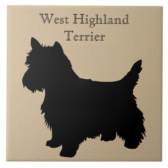 West Highland White Terrier Dog Silhouette Tile (Front)