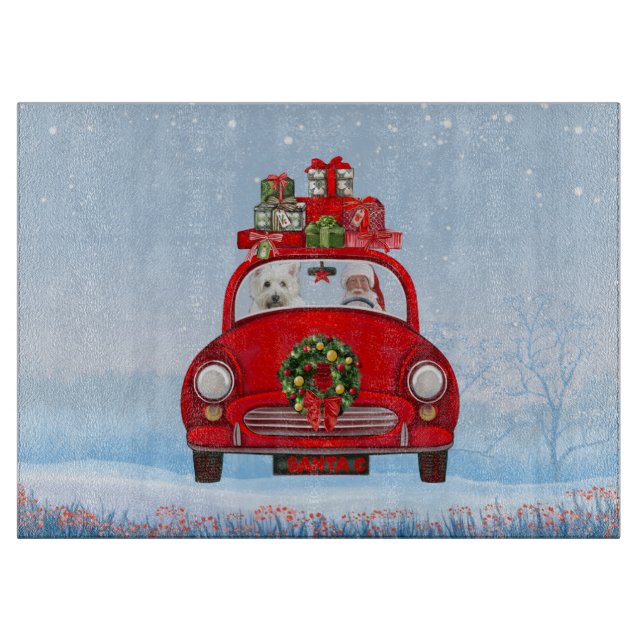 West Highland White Terrier Dog With Santa Claus  Cutting Board (Front)