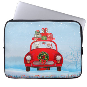 West Highland White Terrier Dog With Santa Claus Laptop Sleeve