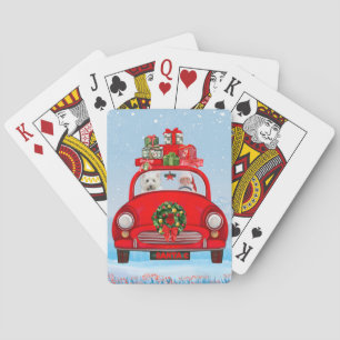 West Highland White Terrier Dog With Santa Claus Playing Cards