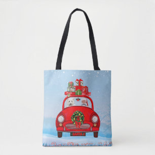 West Highland White Terrier Dog With Santa Claus  Tote Bag