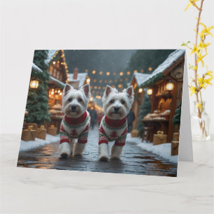 West Highland White Terrier Dogs Christmas Snow Card