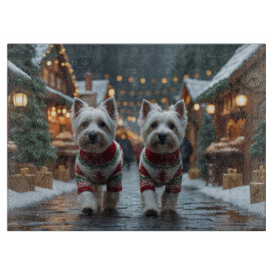 West Highland White Terrier Dogs Christmas Snow Cutting Board