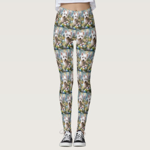 West Highland White Terrier Easter Eggs Holiday Leggings
