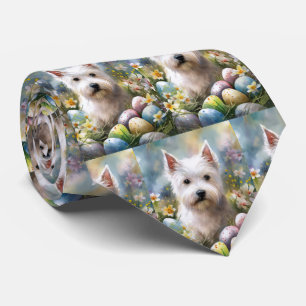West Highland White Terrier Easter Eggs Holiday Tie