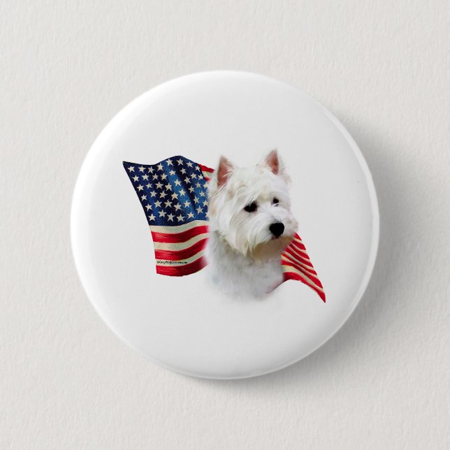 West Highland White Terrier Flag 6 Cm Round Badge (Front)