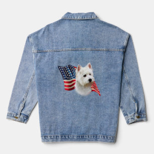 West Highland White Terrier Flag Denim Jacket