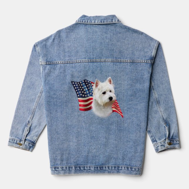 West Highland White Terrier Flag Denim Jacket (Back)