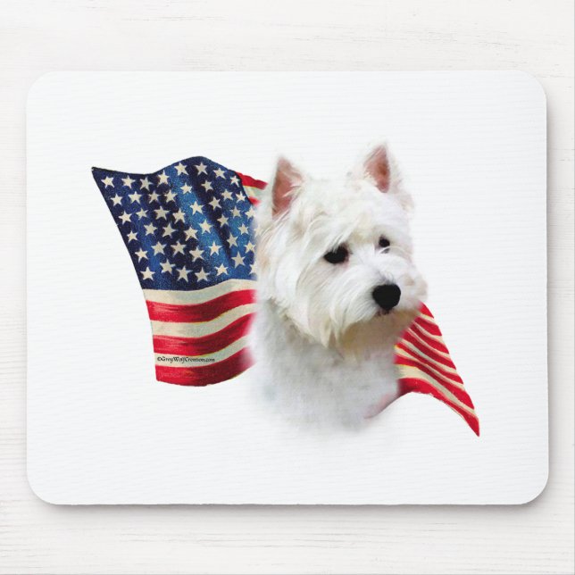 West Highland White Terrier Flag Mouse Pad (Front)