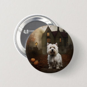 West Highland White Terrier Halloween Scary 6 Cm Round Badge