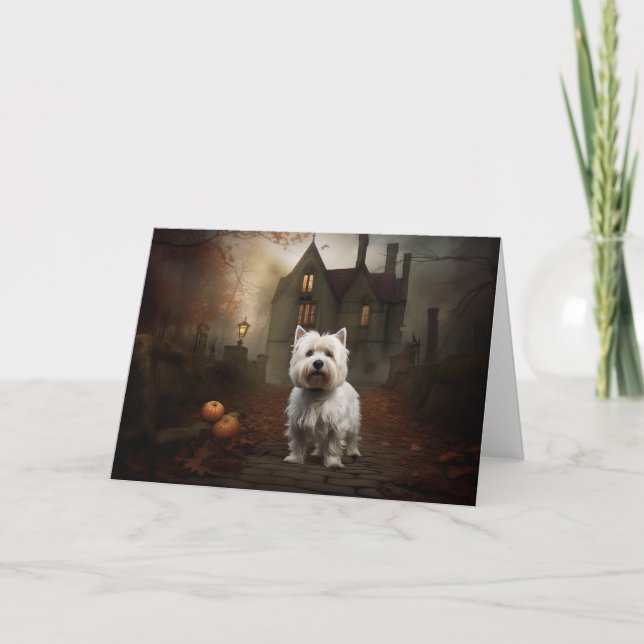 West Highland White Terrier Halloween Scary Card (Front)