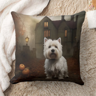 West Highland White Terrier Halloween Scary Cushion