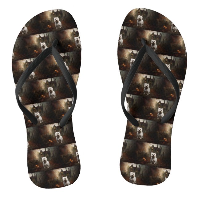 West Highland White Terrier Halloween Scary Jandals (Footbed)