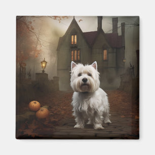 West Highland White Terrier Halloween Scary Magnet