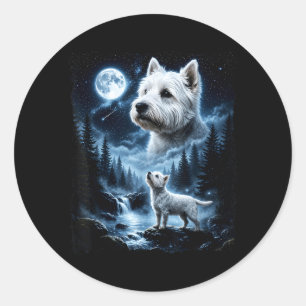 West Highland White Terrier Howling At The Moon Classic Round Sticker