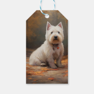 West Highland White Terrier in Autumn Leaves Fall Gift Tags