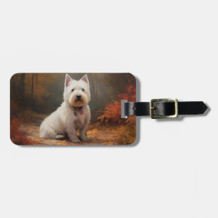 West Highland White Terrier in Autumn Leaves Fall Luggage Tag