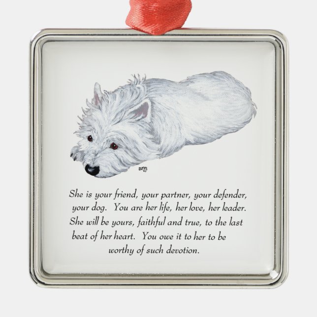 West Highland White Terrier Keepsake Metal Tree Decoration (Front)