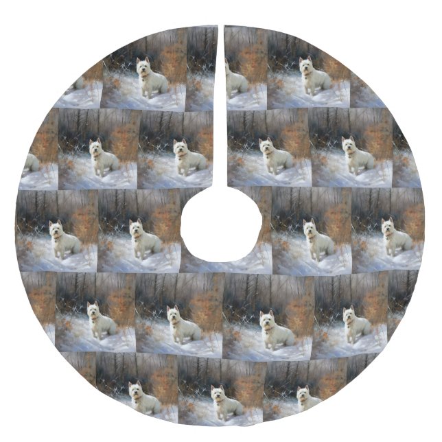 West Highland White Terrier Let It Snow Christmas Brushed Polyester Tree Skirt (Front)