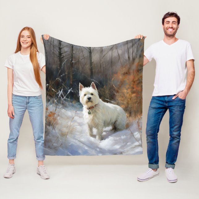 West Highland White Terrier Let It Snow Christmas Fleece Blanket (In Situ)