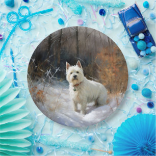 West Highland White Terrier Let It Snow Christmas Paper Plate