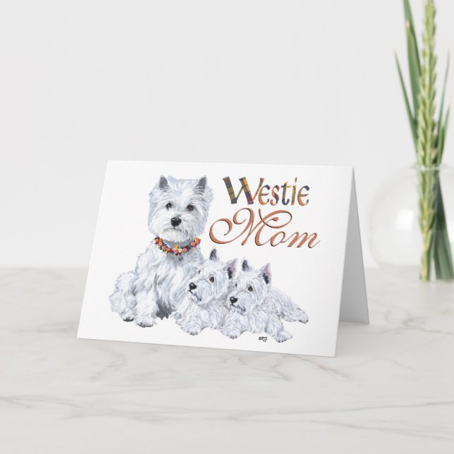 West Highland White Terrier Mum & Pups Card (Front)