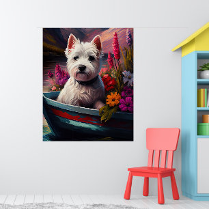 West Highland White Terrier on Boat Poster