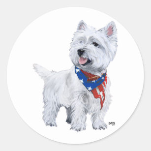 West Highland White Terrier Patriotic Classic Round Sticker