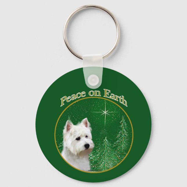 West Highland White Terrier Peace Key Ring (Front)
