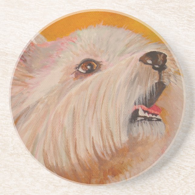 West Highland White Terrier Portrait Coaster (Front)