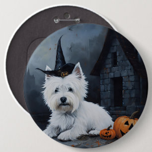 West Highland White Terrier Pumpkin Halloween 6 Cm Round Badge
