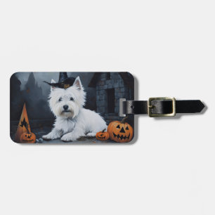 West Highland White Terrier Pumpkin Halloween Luggage Tag