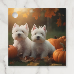 West Highland White Terrier Puppy Autumn Pumpkin Favour Tags