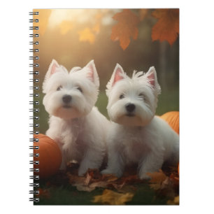 West Highland White Terrier Puppy Autumn Pumpkin Notebook