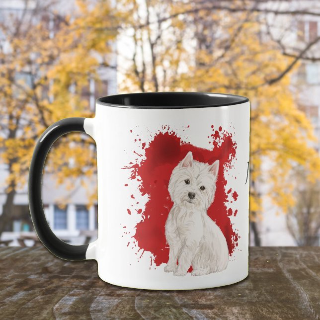 West Highland White Terrier Red Background Mug (Creator Uploaded)