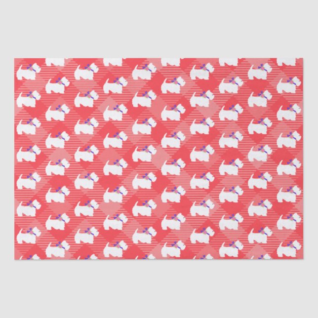 West Highland White Terrier Red Plaid Tissue Paper (Front)